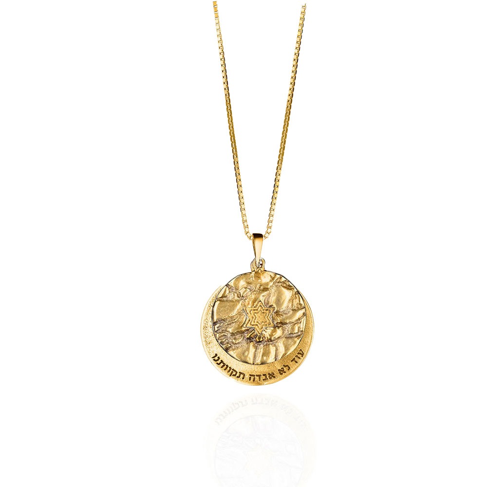 Hope Round Pendant Necklace Gold Plate - Megemeria
